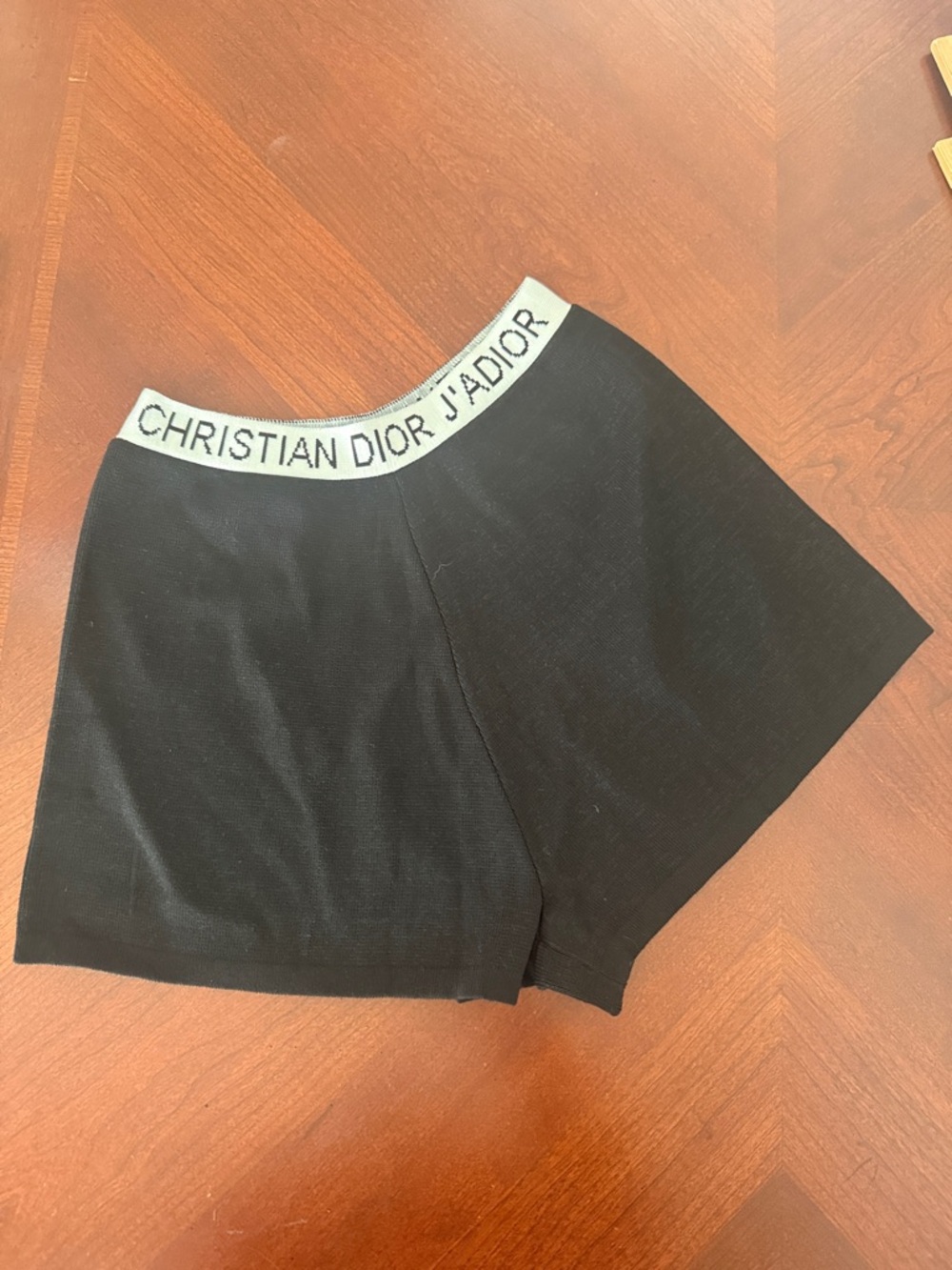 Dior Black Knit Shorts with Logo Waistband stretch briefs high waisted S
